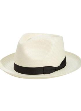 STETSON男帽子编织帽草帽短檐时尚透气遮阳正品10558920