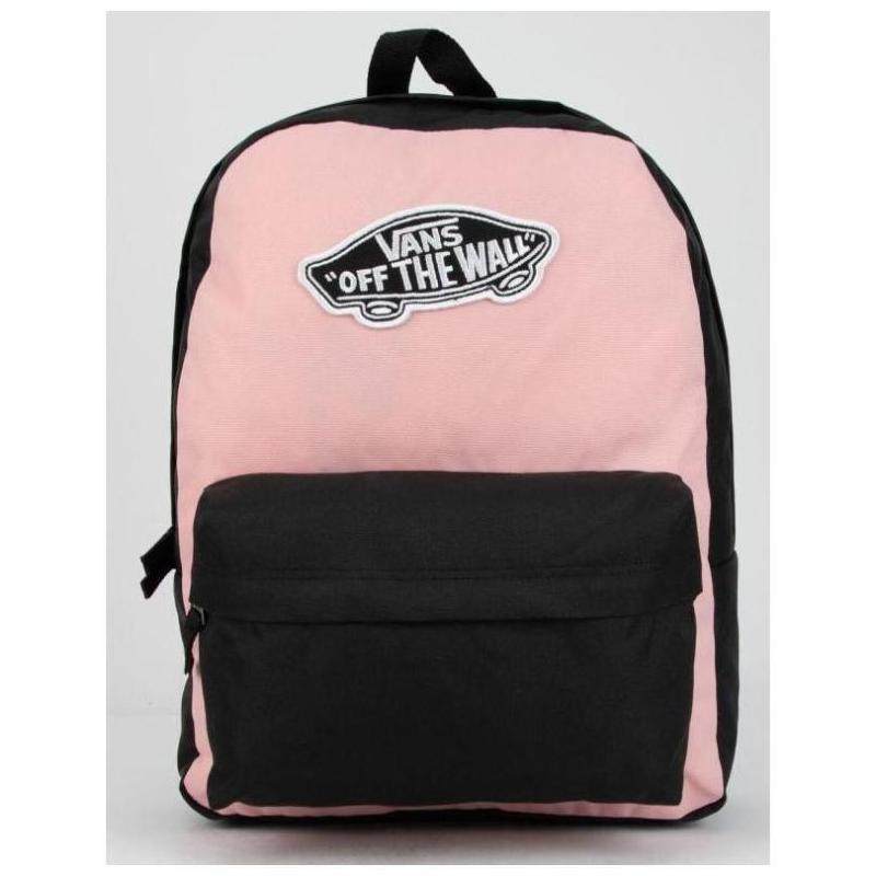 VANS/范斯女双肩背包书包休闲包粉色logo涤纶正品365313
