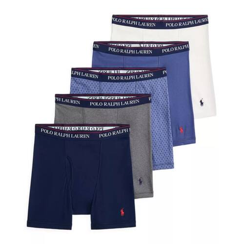 拉夫劳伦Polo Ralph Lauren男士内裤5条装平角裤四角裤纯棉吸汗