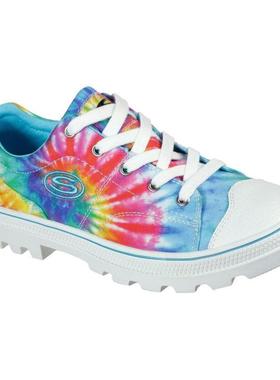 Skechers/斯凯奇女鞋帆布厚底扎染彩色系带休闲春秋正品155092