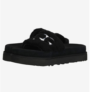 UGG女毛毛拖鞋松糕底一字拖羊皮舒适高跟厚底ugg正品9333558