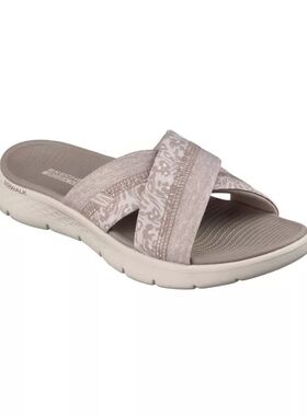 Skechers/斯凯奇女鞋拖鞋一字拖缓震印花绑带平底耐磨夏季沙滩鞋