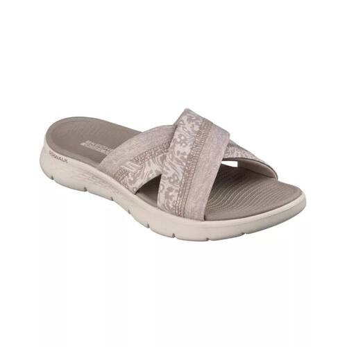 Skechers/斯凯奇女鞋拖鞋一字拖缓震印花绑带平底耐磨夏季沙滩鞋