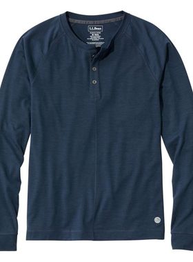 L.L. Bean宾恩男士长袖T恤 纯色亨利领柔软舒适透气休闲TA520403