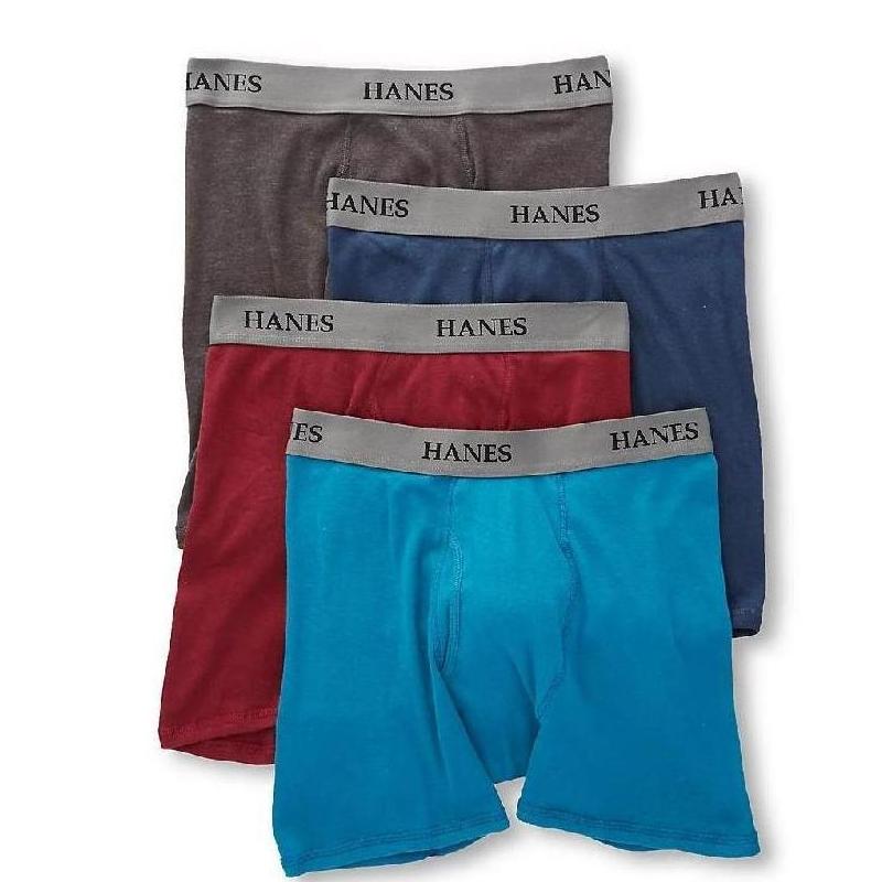 HANES/恒适男内裤中腰透气短裤平角裤舒适透气4条装正品Y692F4