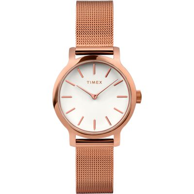 Timex天美时女士腕表手表31mm极简玫瑰金色礼物钢带礼物TW2U86600