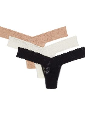 Hanky Panky女士内裤底裤蕾丝装饰低腰亲肤舒适丁字裤410S11153