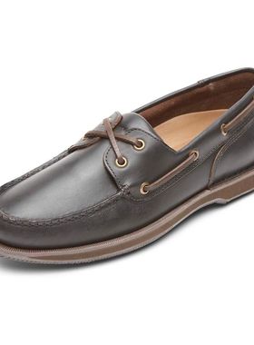 Rockport/乐步男鞋单鞋帆船鞋Perth皮质系带商务休闲鞋春秋轻便