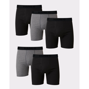 HANES/恒适男内裤平角裤5条装中腰透气弹力亲肤夏季正品H300288