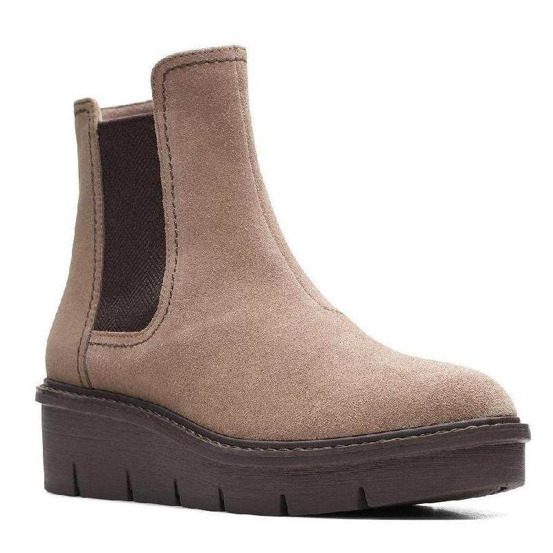 clarks其乐女靴切尔西靴麂皮圆头拉链中筒秋冬百搭正品5925694