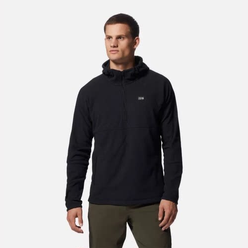 Mountain hardwear/山浩男士户外抓绒衣中间层半拉链登山徒步连帽