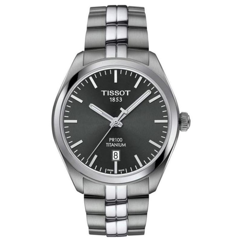 天梭男手表tissot pr100钛手镯表39mm石英水钻礼物腕表4767518
