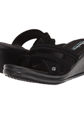 Skechers/斯凯奇女鞋拖鞋坡跟夹趾夏季高跟鞋交叉带时尚8494773