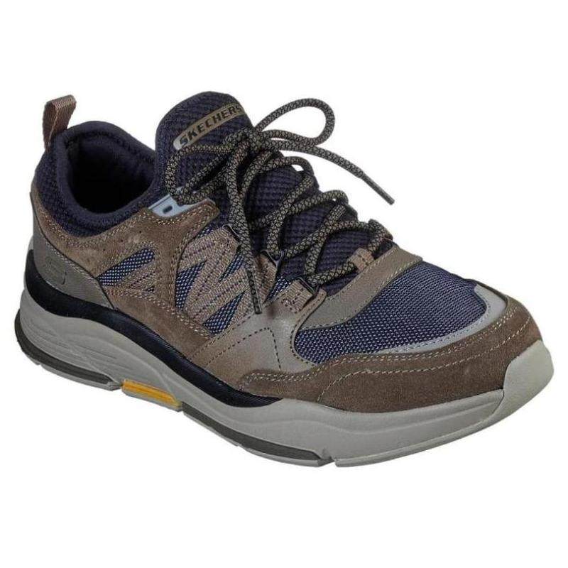 skechers/斯凯奇男低帮鞋健步鞋系带拼色绒面网眼舒适正品2066496