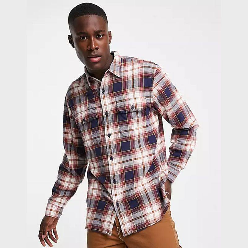 Levi’s/李维斯衬衫男士长袖衬衣格子方格红蓝色棉麻春夏外穿正品