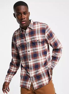 Levi’s/李维斯衬衫男士长袖衬衣格子方格红蓝色棉麻春夏外穿正品