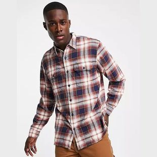 Levi’s/李维斯衬衫男士长袖衬衣格子方格红蓝色棉麻春夏外穿正品