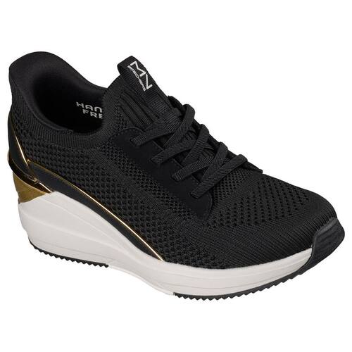 Skechers斯凯奇女鞋坡跟运动休闲鞋免系带一脚蹬缓震防滑透气秋季