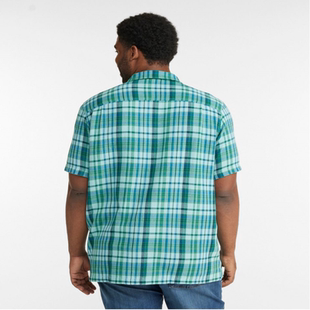 L.L. Bean/宾恩男式衬衫格子短袖开襟时尚夏季舒适户外休闲