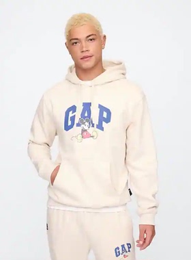 GAP卫衣男女款宽松抓绒连帽运动服Disney迪士尼米老鼠联名款秋冬