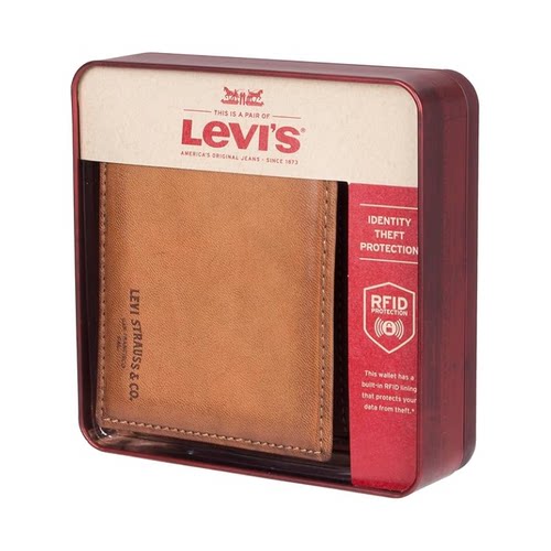 李维斯Levi's男士钱包RFID屏蔽超薄双折钱包多个卡槽卡包短款钱包