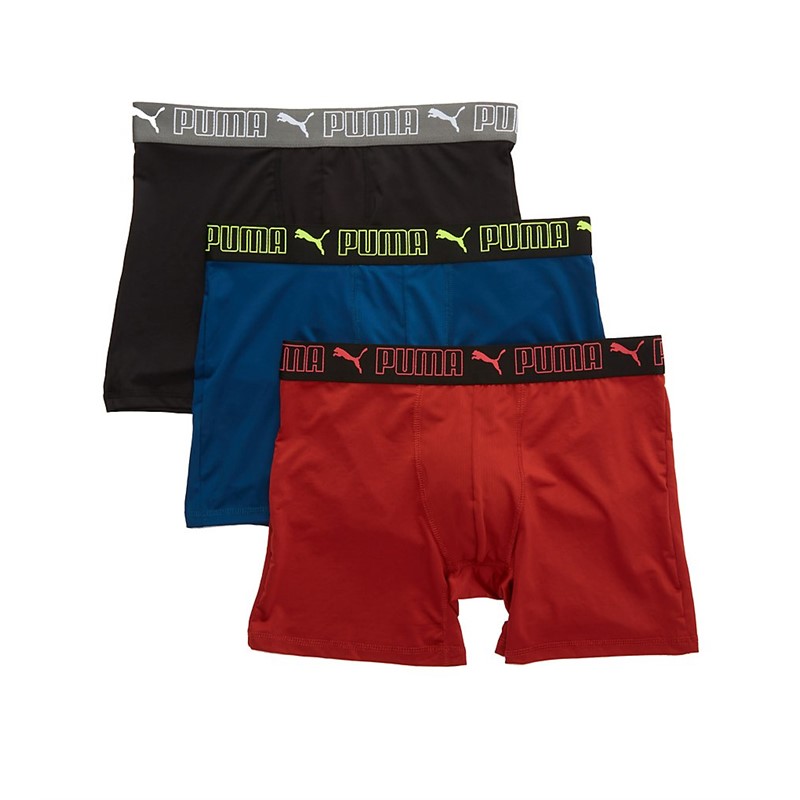 Puma/彪马男短裤运动休闲平角内裤3条装吸汗透气夏季新款松紧正品