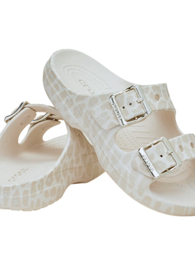 Crocs卡骆驰女鞋拖鞋一字拖凉拖豹纹夏季室外沙滩鞋防滑轻便新品