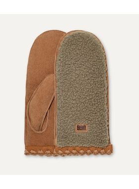 UGG女士手套UGGfluff连指手套皮质防水秋冬保暖LOGO撞色101031