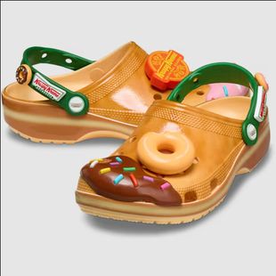 夏季 Crocs卡駱馳女士洞洞鞋 Krispy Kreme甜甜圈厚底包頭拖鞋 涼鞋