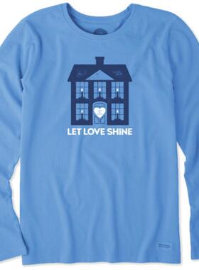 Life is good女T恤圆领纯棉长袖可爱小房子图案舒适经典正品56910