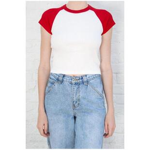 换季折扣 brandy melville BMT恤女短袖插肩拼色纯棉修身5744372