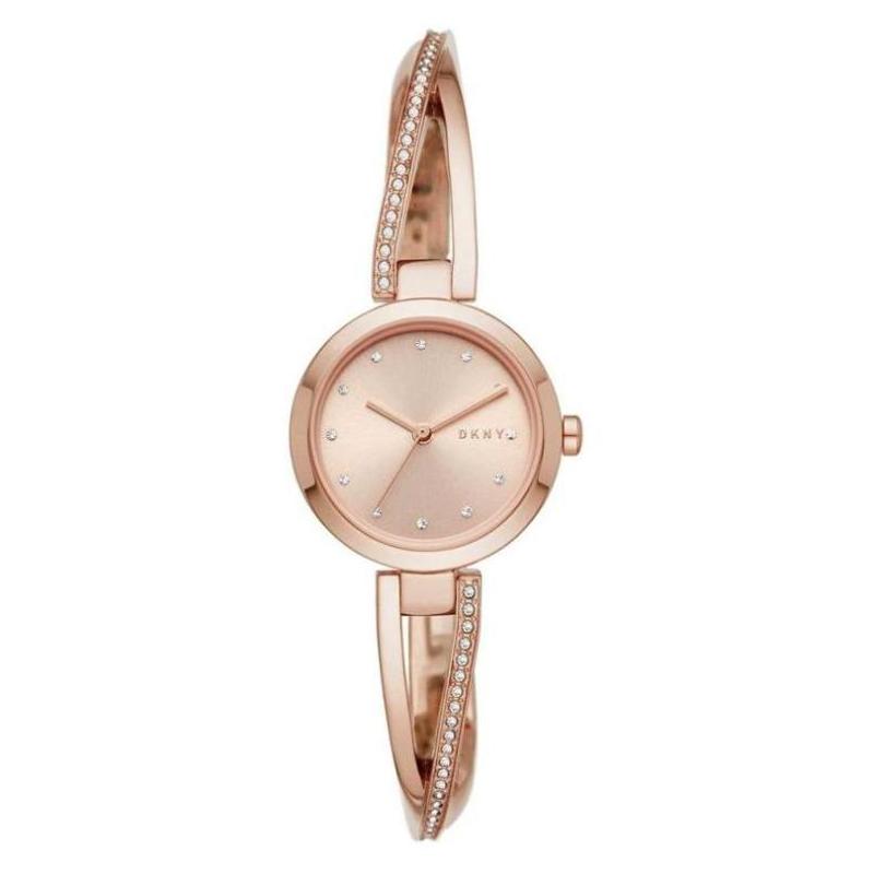 dkny/唐可娜儿女手表石英水钻金色钢带26mm玫瑰金礼物