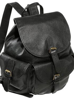 Amerileather女士双肩包抽带拉链皮质口袋包正品1822-024