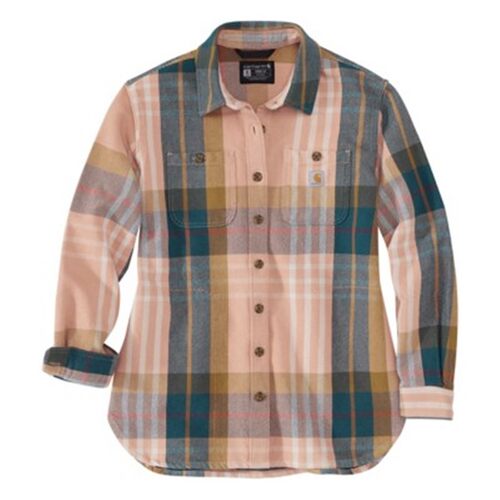 Carhartt/卡哈特女装宽松合身斜纹格子长袖纽扣衬衫翻领105576