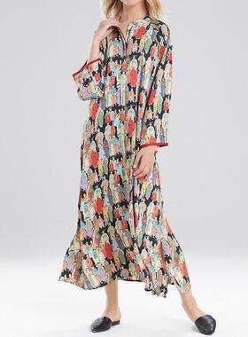 natori女士长裙连衣裙宽松印花度假仙气休闲显瘦美国直邮H807M