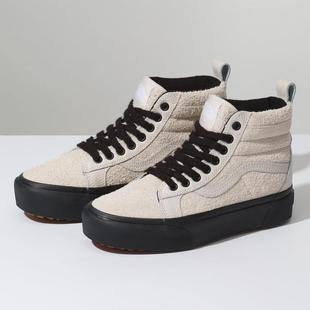 范斯女鞋 板鞋 SK8 V183400 Vans Hi系带休闲鞋 翻毛皮厚底正品