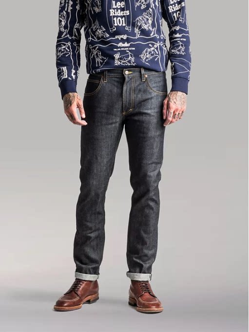 lee男牛仔裤101系列中腰直筒百搭水洗四季简约正品6mj1001