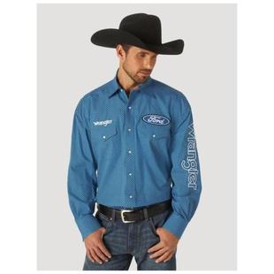 印花透气柔软舒适休闲经典 Wrangler 长袖 正品 威格男衬衫 MP1338