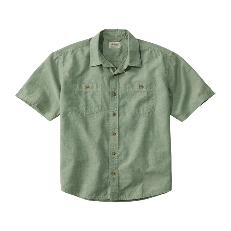 L.L.Bean/宾恩男士衬衫短袖亚麻翻领开襟舒适春季正品TA517270