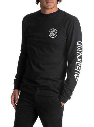 Quiksilver男T恤圆领长袖纯棉黑色休闲时尚美国直邮Q250I