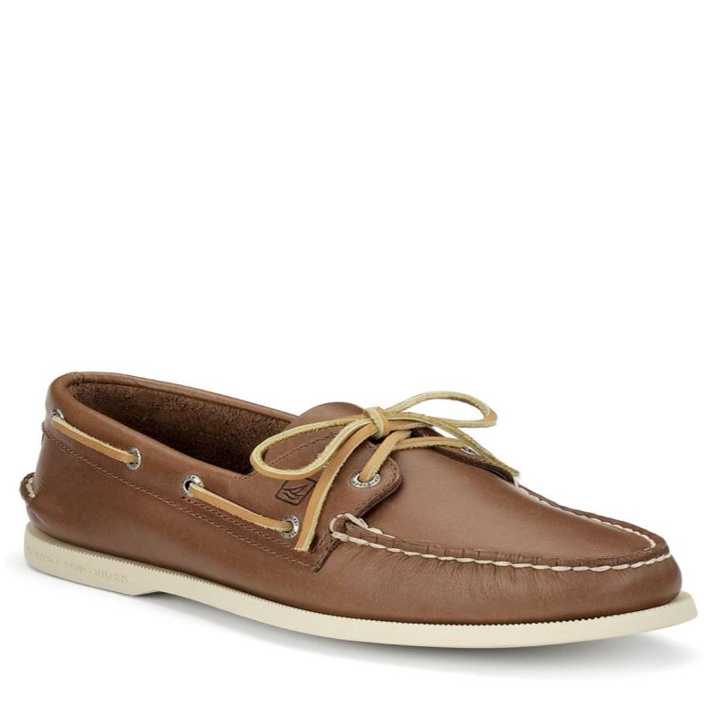 sperry皮质系带圆头帆船鞋