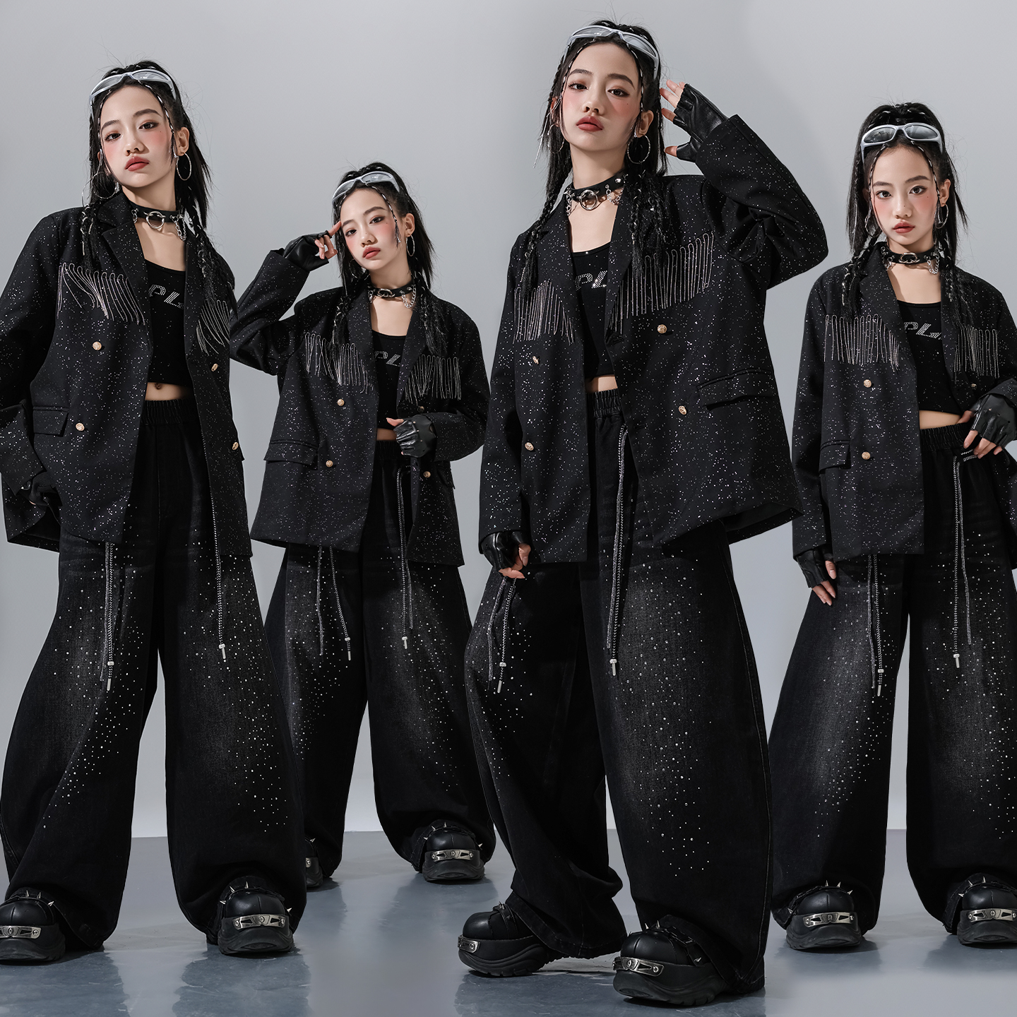 儿童街舞演出服套装黑色