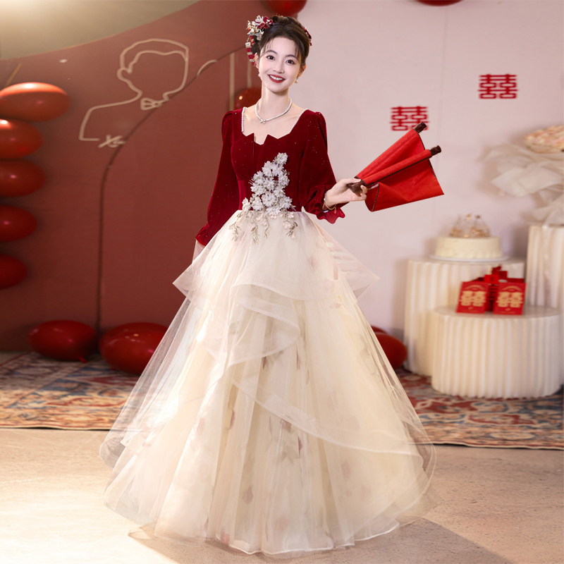 大码敬酒服新娘2026新款轻奢小众订婚晚礼服裙高端结婚宴会高级感