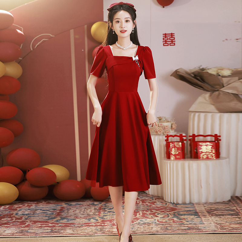 大码敬酒服新娘结婚酒红色小个子