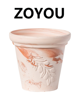 玛奇朵橄榄枝渐变白陶花盆透气透水红陶土盆客厅阳台花园植物装饰