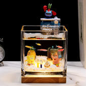 超白加厚斗鱼专用小型鱼缸玻璃方形海绵宝宝客厅家用办公室桌面缸