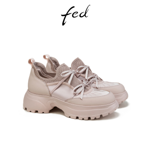 女鞋 YAB027 fed芭蕾风老爹鞋 新款 女款 S0222 厚底鞋 春季 网面休闲鞋