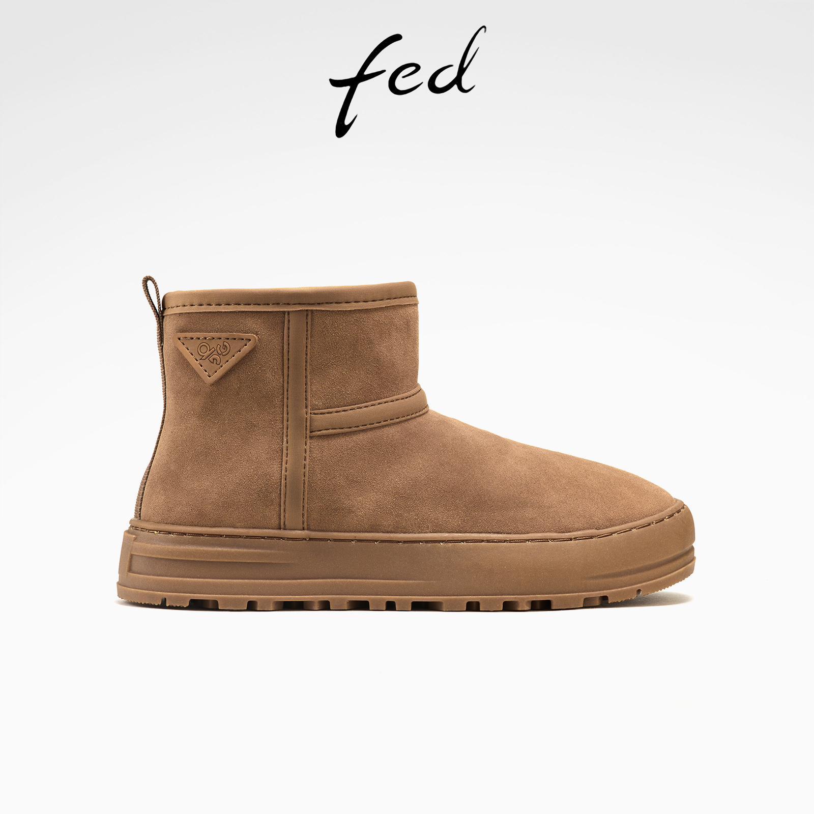 fed羊毛保暖高丝光反绒牛皮真皮秋冬厚底靴子女短靴棉靴雪地靴女