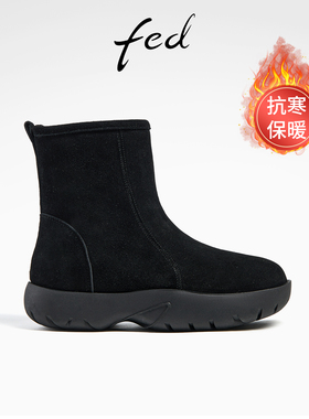 fed保暖棉靴冬季新款靴子绒面加厚雪地靴厚底短靴女款R1230-ZF939
