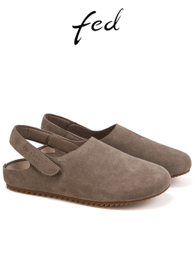 fed真皮一字拖夏季新款女鞋懒人通勤单鞋增高拖鞋女S0416-YAB070